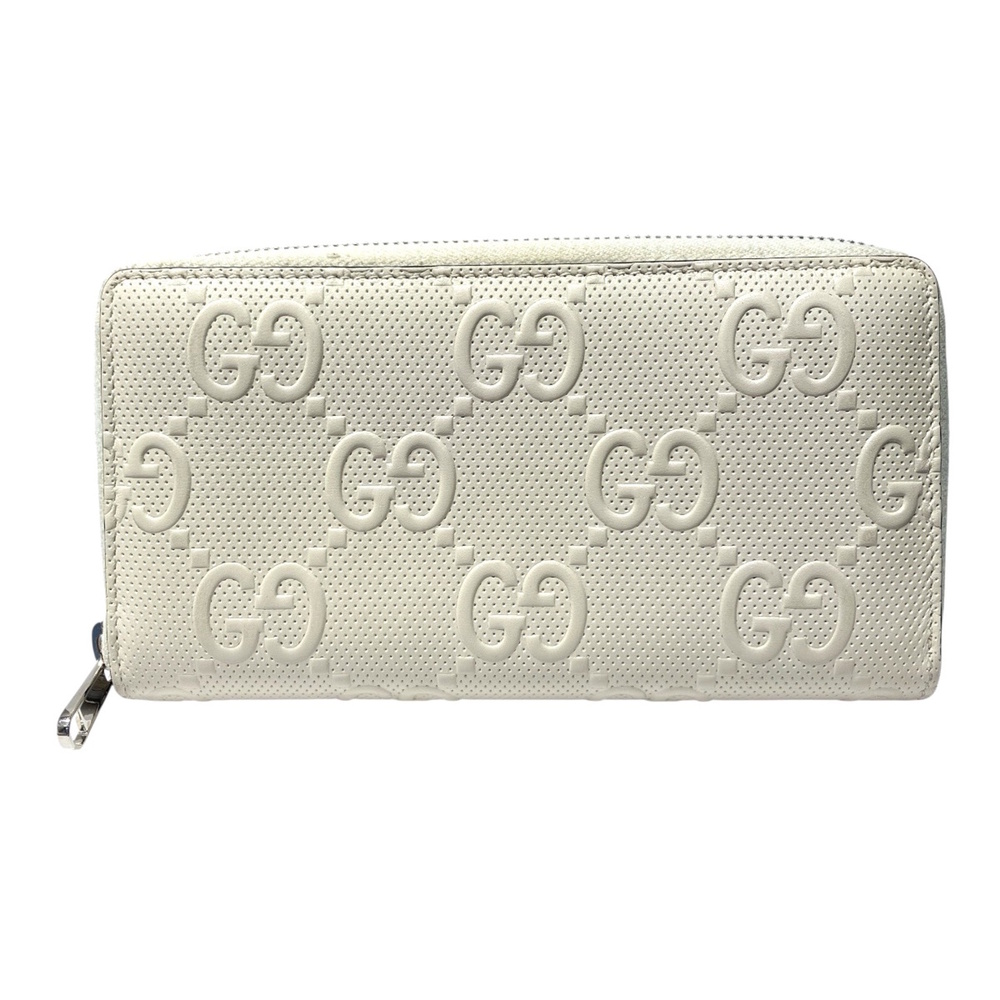 Gucci GUCCI Round Zip Long Wallet GG Embossed Leather 625558
